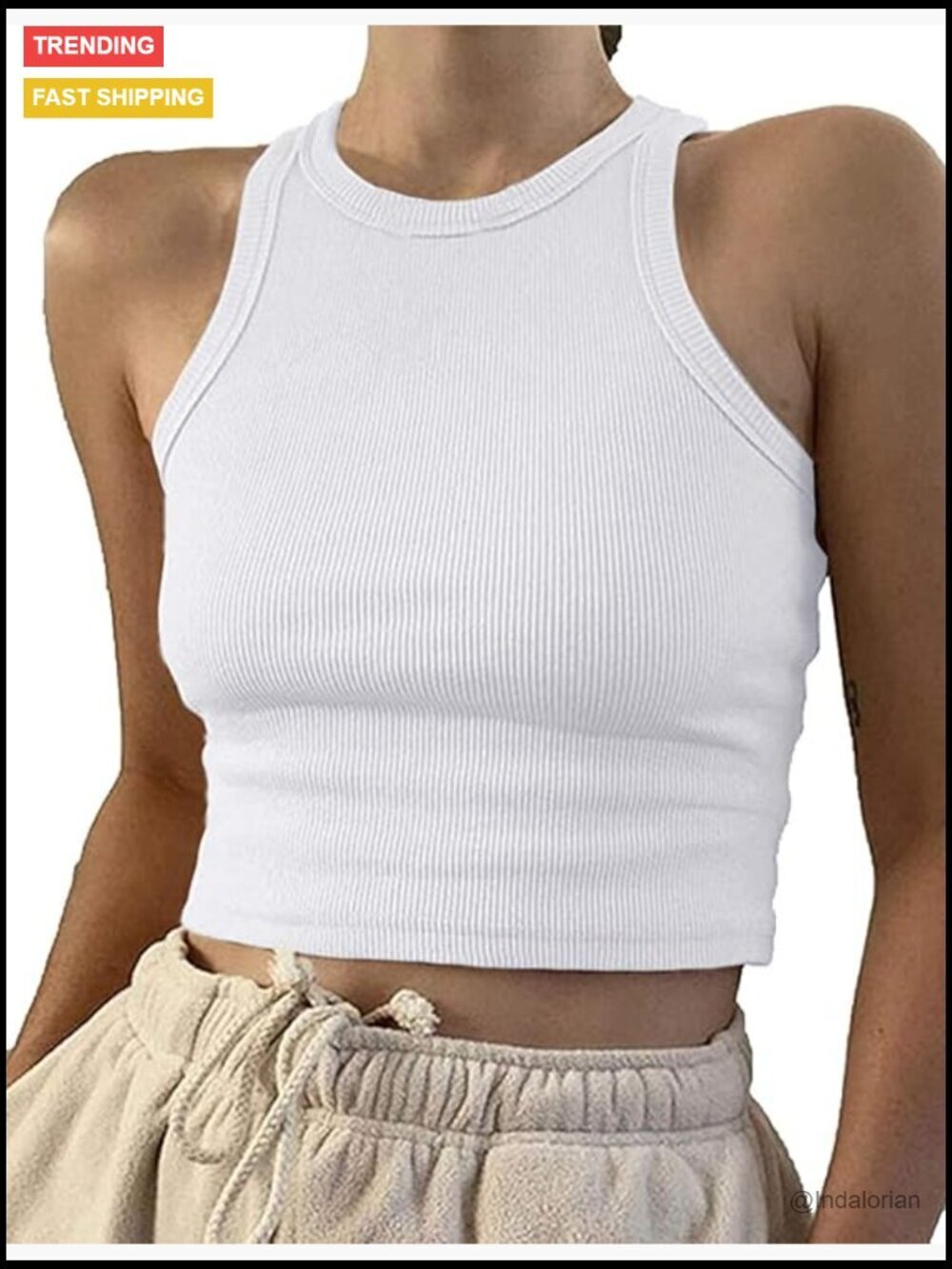 95% Cotton Crop Ribbed Racerback Tank Top Casual Summer Basic Y2k Top